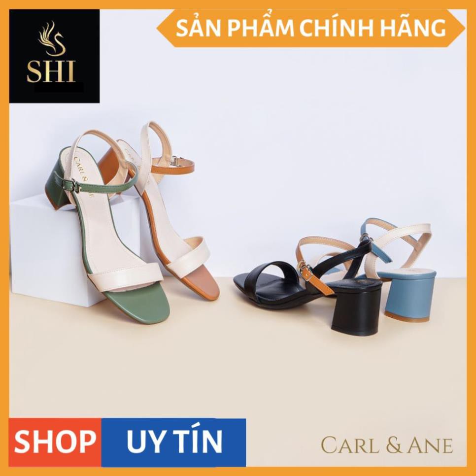 Carl & Ane - Giày sandal thời trang nữ mũi vuông phối dây nhiều màu tinh tế cao 5cm màu kem phối bò _ CS004 | BigBuy360 - bigbuy360.vn