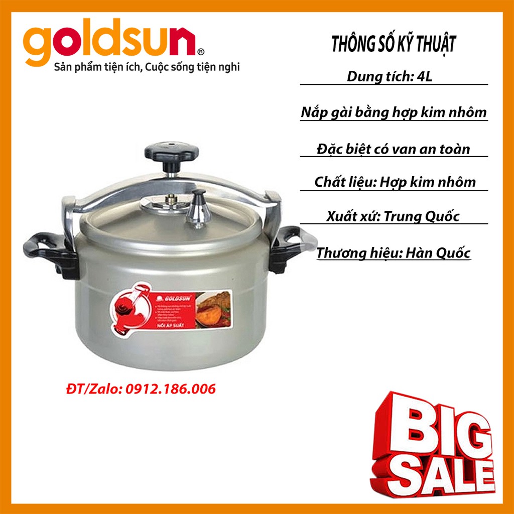 Nồi áp suất đun gas Goldsun PC-GJY40A 4L hàng chính hãng