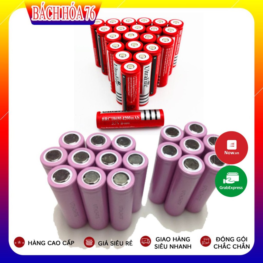 Pin Cell Pin 18650-4200mah 4.2V Ultrafire Và Pin Hồng