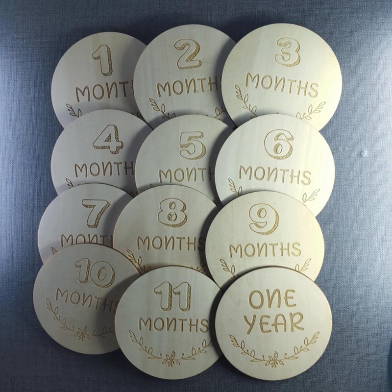 Set 12 Tấm Thẻ Ghi Âm Phát Triển Theo Tháng Làm Phụ Kiện Chụp Ảnh Kỷ Niệm Cho Bé Sơ Sinh