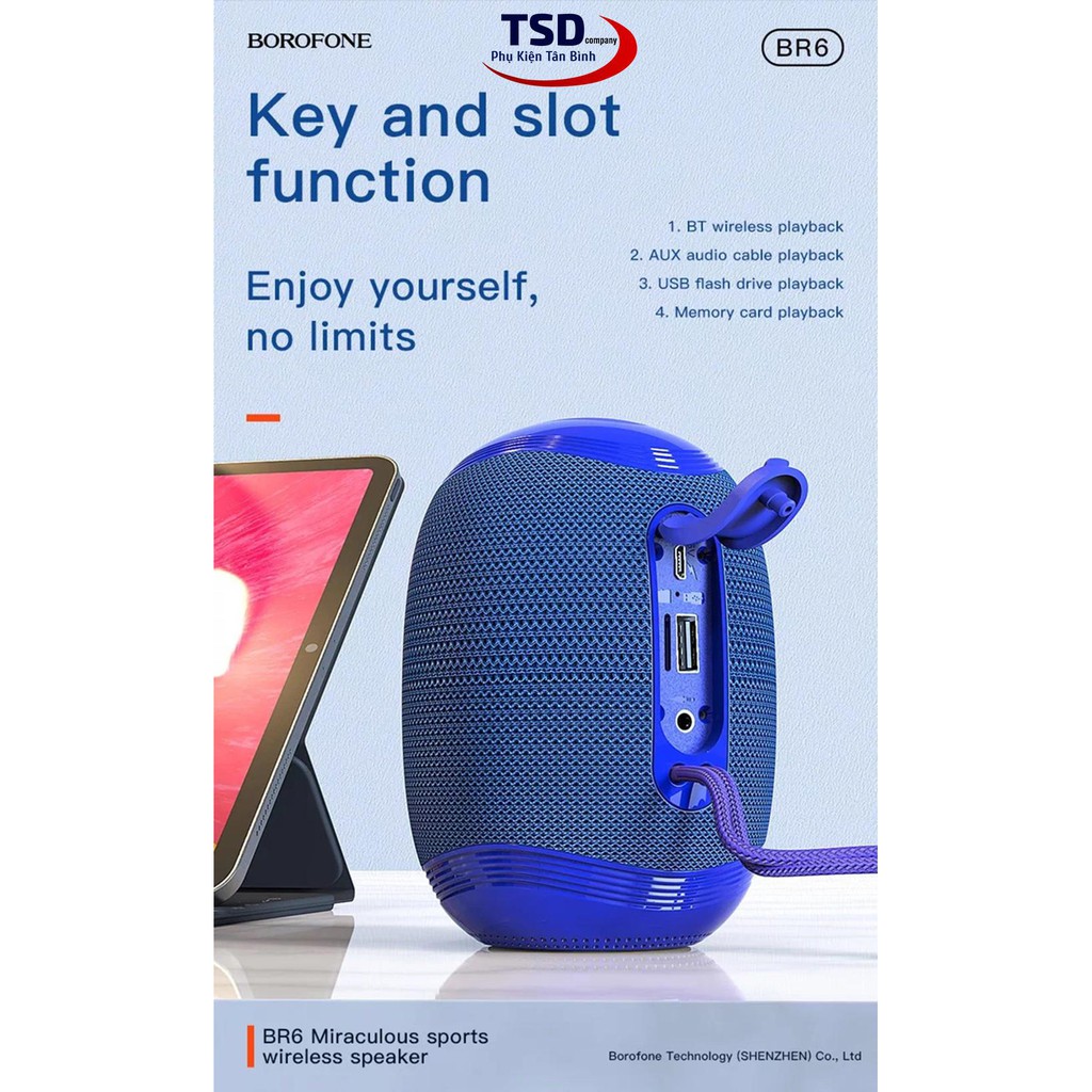 Loa bluetooth đa năng Borofone BR6 Miraculous wireless V5.0, kết nối 2 loa cùng lúc, chống nước IPX5 - Hàng chính hãng