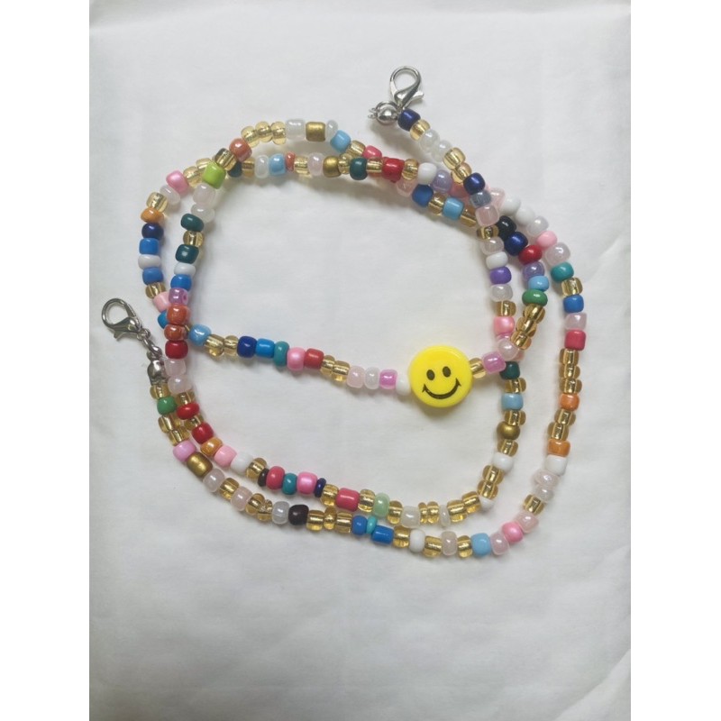 (010401)Dây đeo khẩu trang hình mặt cười đá cườm nhiều màu | BigBuy360 - bigbuy360.vn