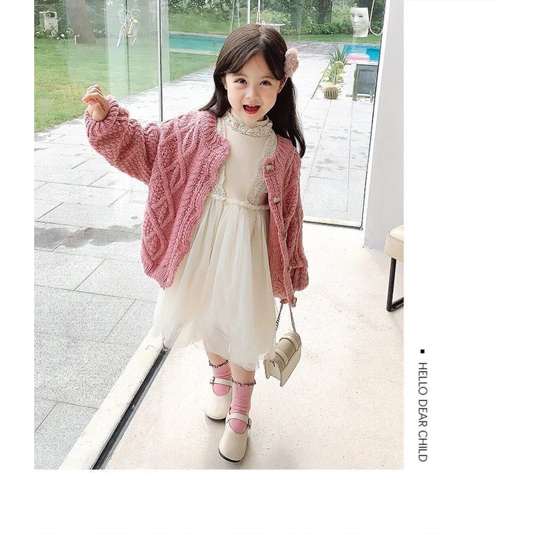 Áo Khoác Cardigan Len Dày Dặn Phong Cách Retro Thời Trang Xuân Thu 2022 Dành Cho Bé Gái