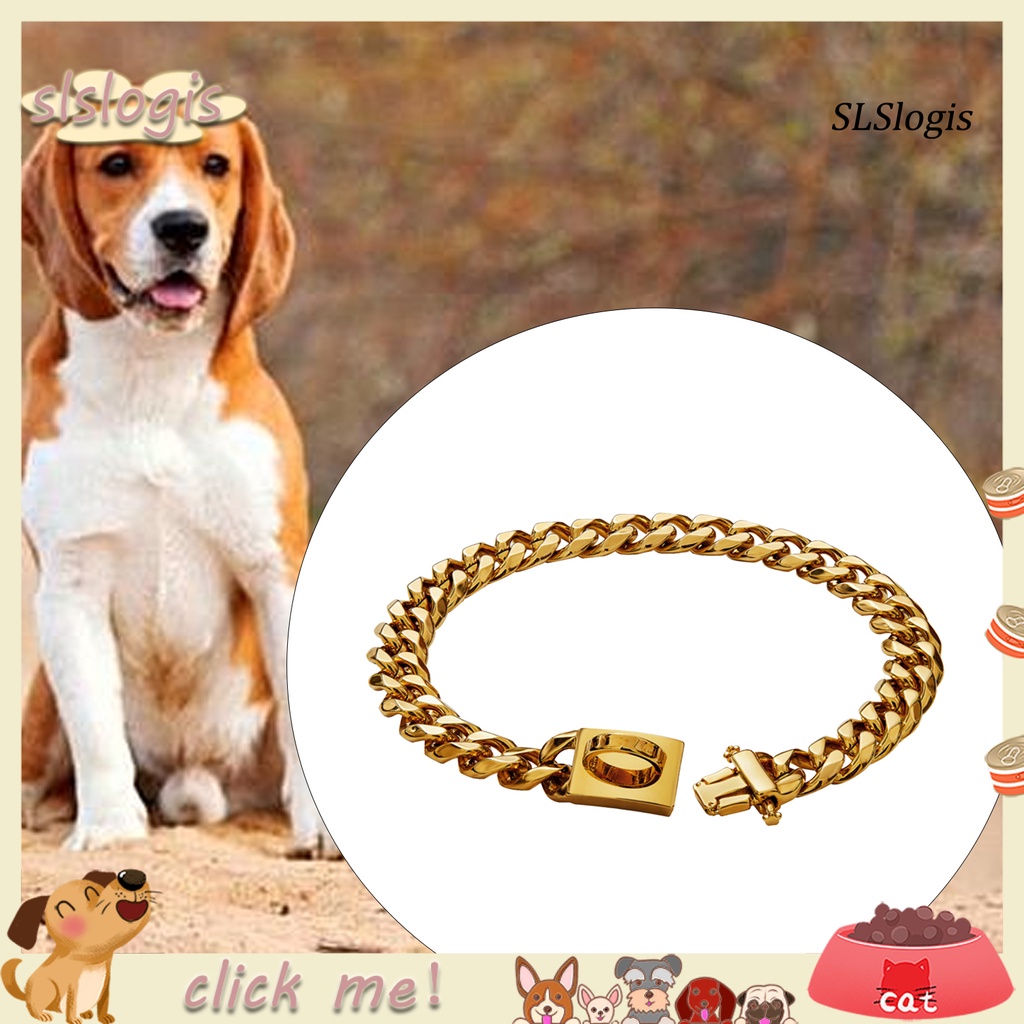 Vòng Cổ Choker Bằng Thép Không Gỉ Màu Sắc Vàng Đồng Cho Thú Cưng