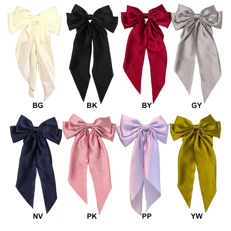 Kẹp Tóc Nơ Vải Lụa Satin Cỡ Lớn Phong Cách Hàn Quốc