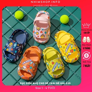 Dép sục cho bé trai bé gái 1 đến 4 tuổi siêu nhẹ hở mũi hình ong có quai hậu dễ thương chống trơn trượt cross trẻ em D35