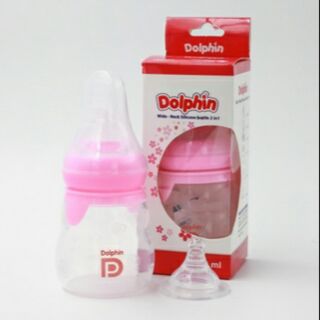 Bình sữa sillicon cổ rộng 2 trong 1 Dolphin 160 ml