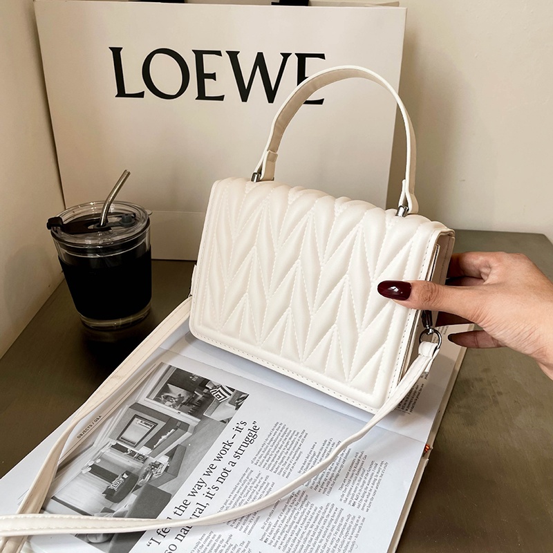 Túi đeo chéo IELGY dáng vuông nhỏ màu trơn họa tiết vân đá phong cách Hàn Quốc cổ điển thời trang cho nữ