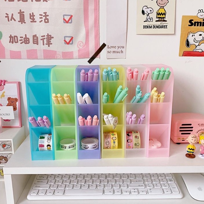 Kệ đựng bút BeBel kệ để bút basic BW hộp đựng bút để bàn nhiều ngăn Muji văn phòng phẩm