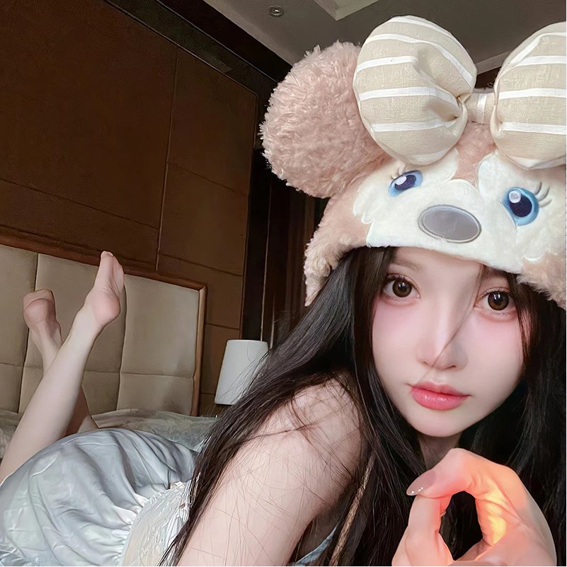 Mũ Trùm Đầu Kiêm Khăn Choàng Cổ Giữ Ấm Tai Họa Tiết Hoạt Hình Dễ Thương Ngọt Ngào Thời Trang Thu Đông Cho Nữ