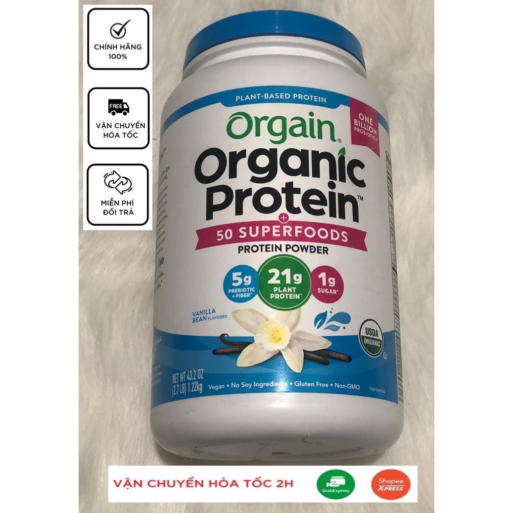 Bột đạm thực vật và Superfood hữu cơ của Mỹ Orgain Organic Protein & Greens