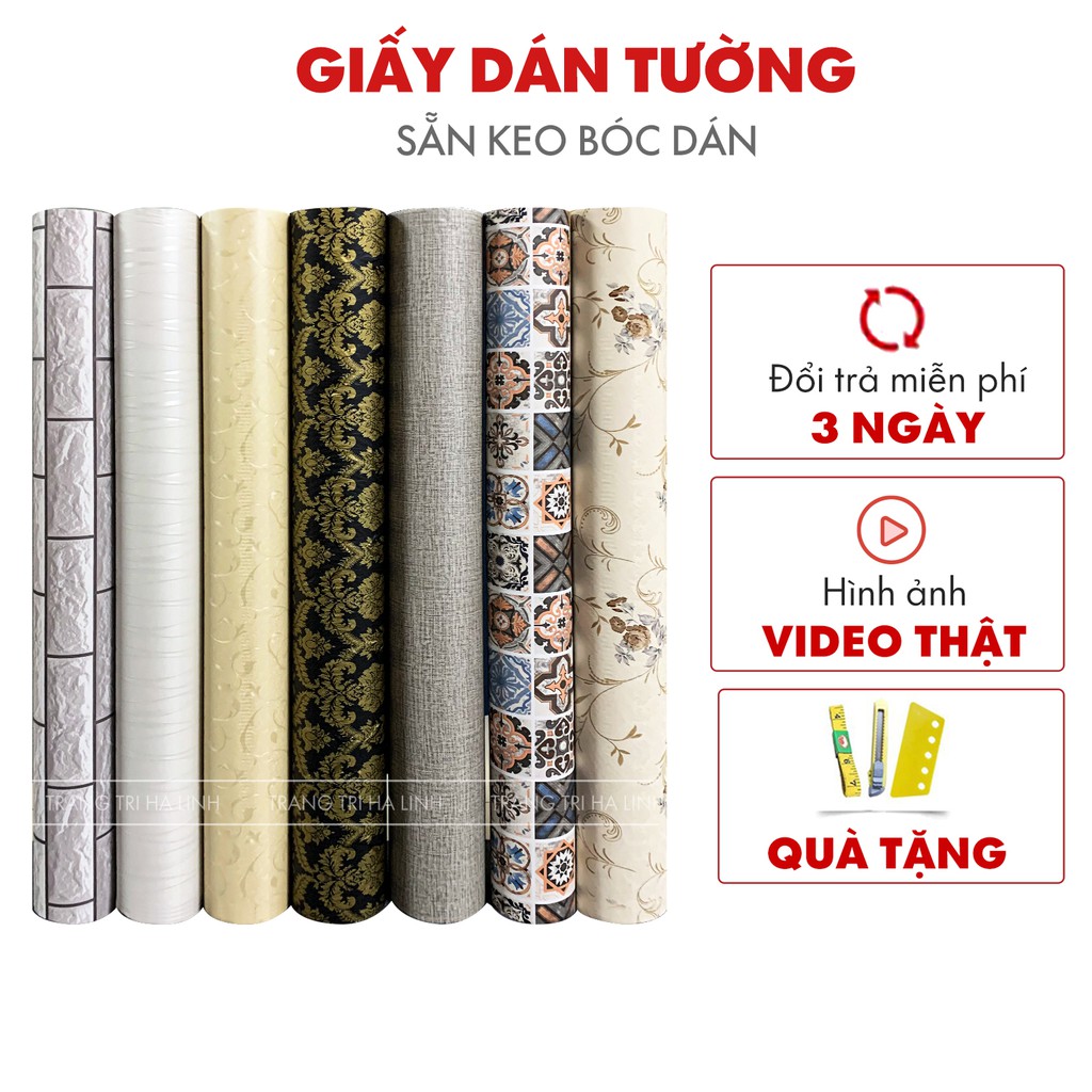 Decal dán tường dán phòng ngủ khổ 1m2 60cm, giấy dán tường hàn quốc 3D hoa văn nổi sắc nét đủ màu đẹp giá rẻ