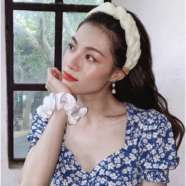 Băng đô dây bện vải lụa satin MILA