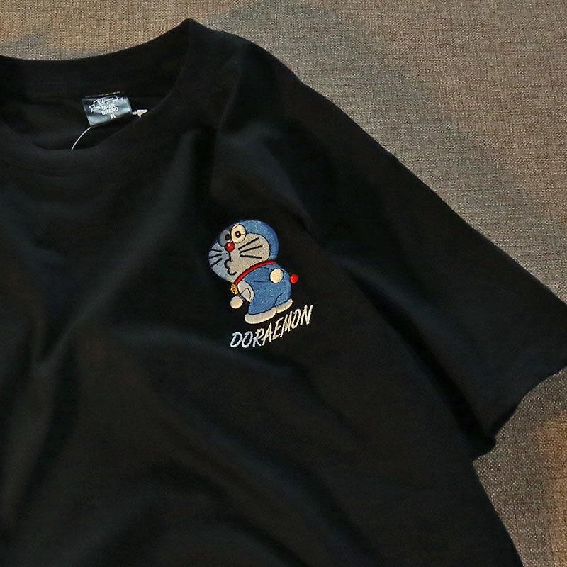 Áo thun tay ngắn in hình hoạt hình Doraemon dành cho nam nữ