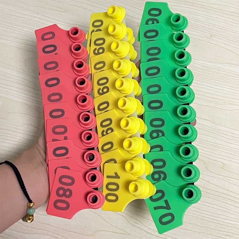 Bộ 100 thẻ đeo tai heo, bò, dê, chất liệu TPU bền, loại có số, kèm 1 kìm bấm thẻ tai
