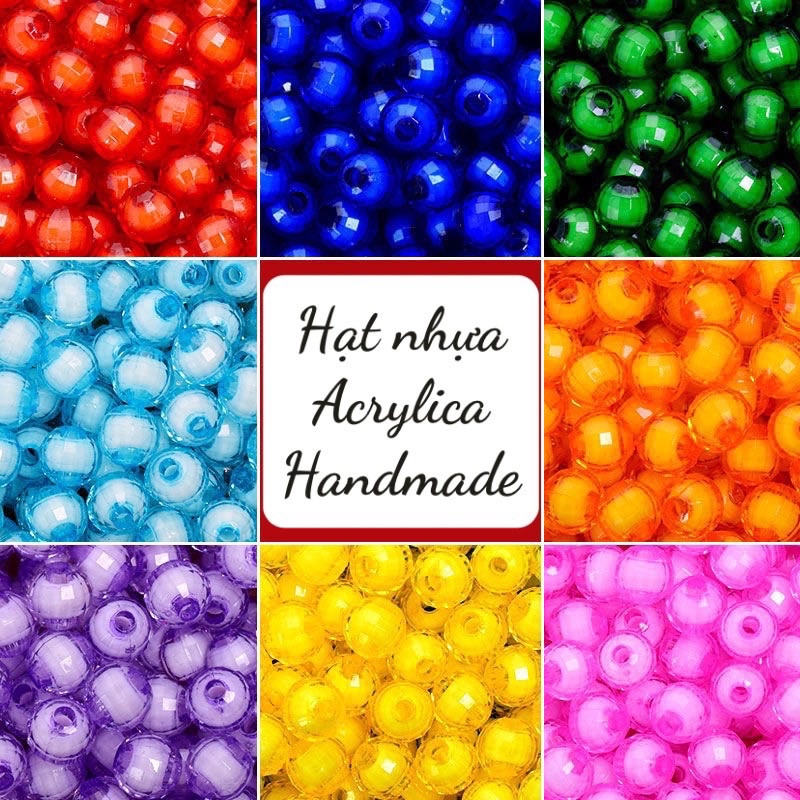 Hạt cườm acrylic 8mm/8ly,hạt làm nhuỵ hoa, rèm,làm hoa trang trí các loại