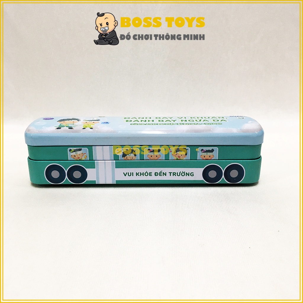 Hộp Bút Sắt Hình Xe Bus 2 Tầng