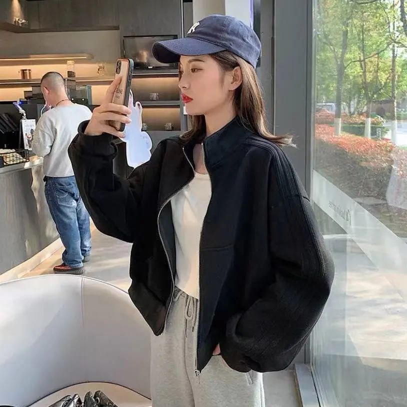 Áo khoác bóng chày cổ đứng thời trang thu đông dành cho nữ