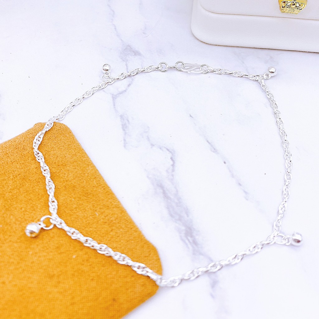 Lắc chân bi dây xoắn mềm mại xinh xắn chuẩn bạc đẹp 925-Trang sức PLJ