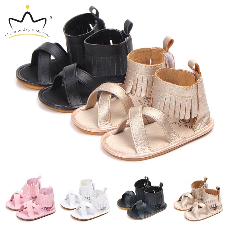 Giày Sandal Da PU Phối Tua Rua Cho Bé Gái