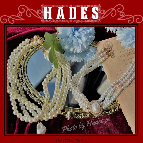 Vòng cổ choker đính đá ngọc trai nhân tạo vintage sang trọng - Dây chuyền cổ điển cho nữ Hades.js