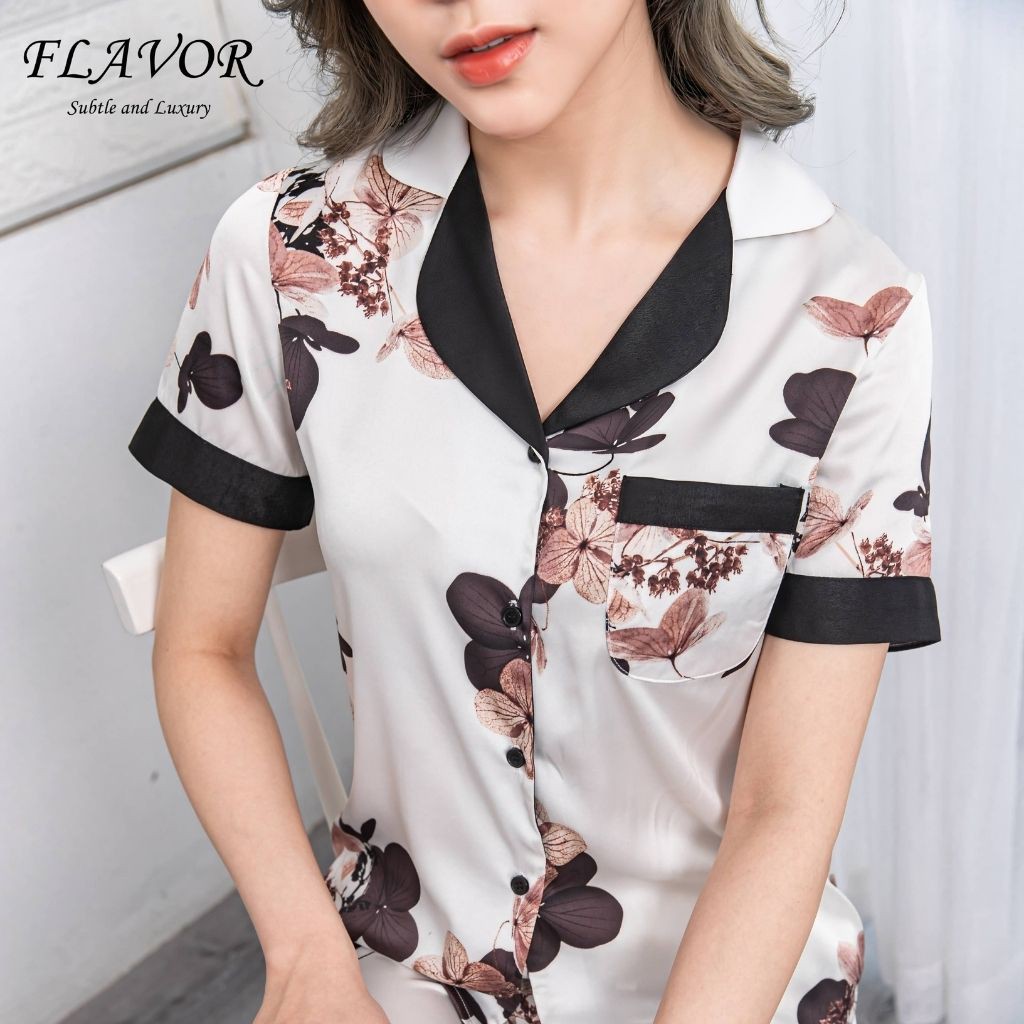 Bộ đồ ngủ mặc nhà pijama FLAVOR F1005 lụa Latin Pháp cao cấp sang trọng tinh tế