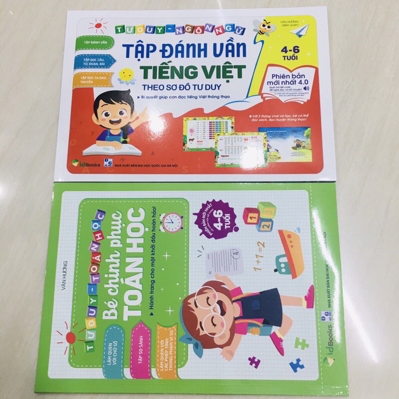 Combo Tập đánh vần tiếng Việt phiên bản 2021 +Chinh phục toán học cho bé từ 4-6 tuổi