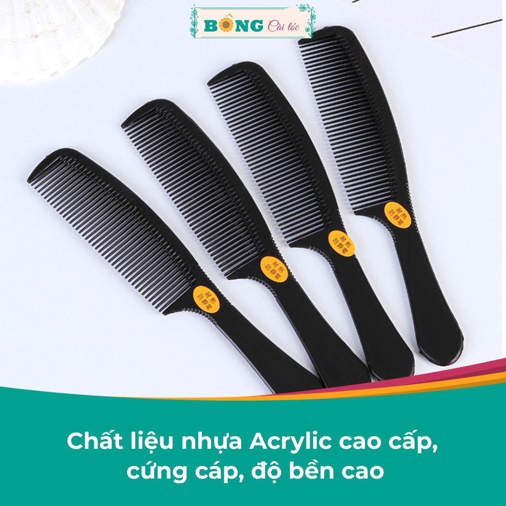Set lược chải tóc 2 chiếc màu đen kiểu dáng truyền thống LCT20 - Lược BÔNG Cài Tóc