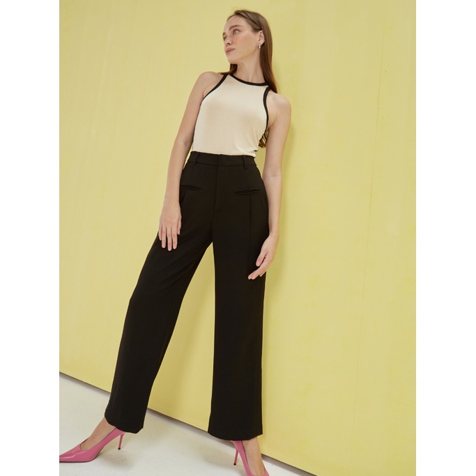 COCO SIN - Quần Đen Ống Đứng Phối Túi