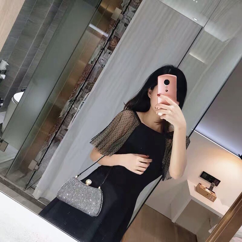 túi hộp đính đá cầm tay thanh lịch, sang trọng( ảnh thật )