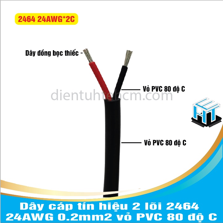 Dây cáp tín hiệu 2 lõi 2464 24AWG 0.2mm2 vỏ PVC 80 độ C