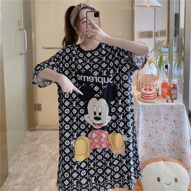 [Sẵn] Váy ngủ cotton giấy Quảng Châu, mỏng nhẹ, thoáng mát, họa tiết dễ thương, phù hợp mặc mùa hè | BigBuy360 - bigbuy360.vn