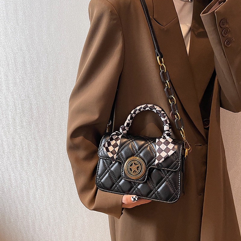 Ielgy Túi Đeo Chéo Nhỏ Hình Vuông Họa Tiết Kim Cương Đa Năng Cho Nữ