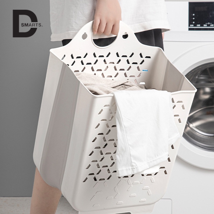 Giỏ đựng quần áo nhà tắm thiết kế tay cầm treo tường có thể gấp gọn chất liệu nhựa dẻo TPR