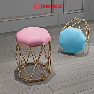 Ghế đôn sofa RIBO HOUSE khung kim loại sơn tĩnh điện thiết kế sang trọng trang trí phòng khách shop quần áo spa RIBO174