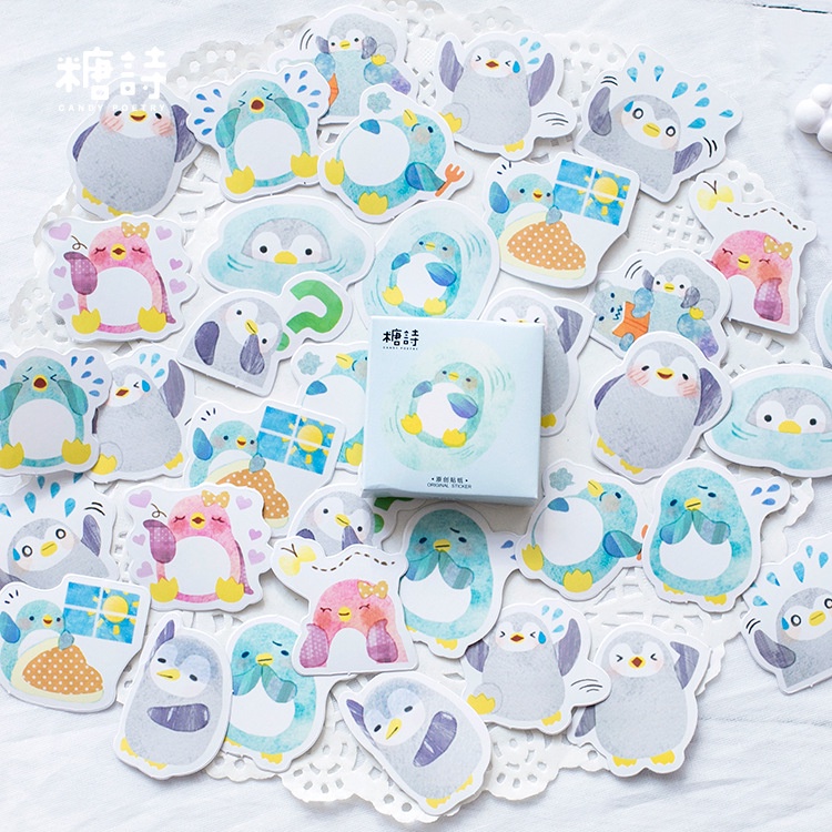 Hộp 45 sticker hình dán động vật, cún mèo dễ thương