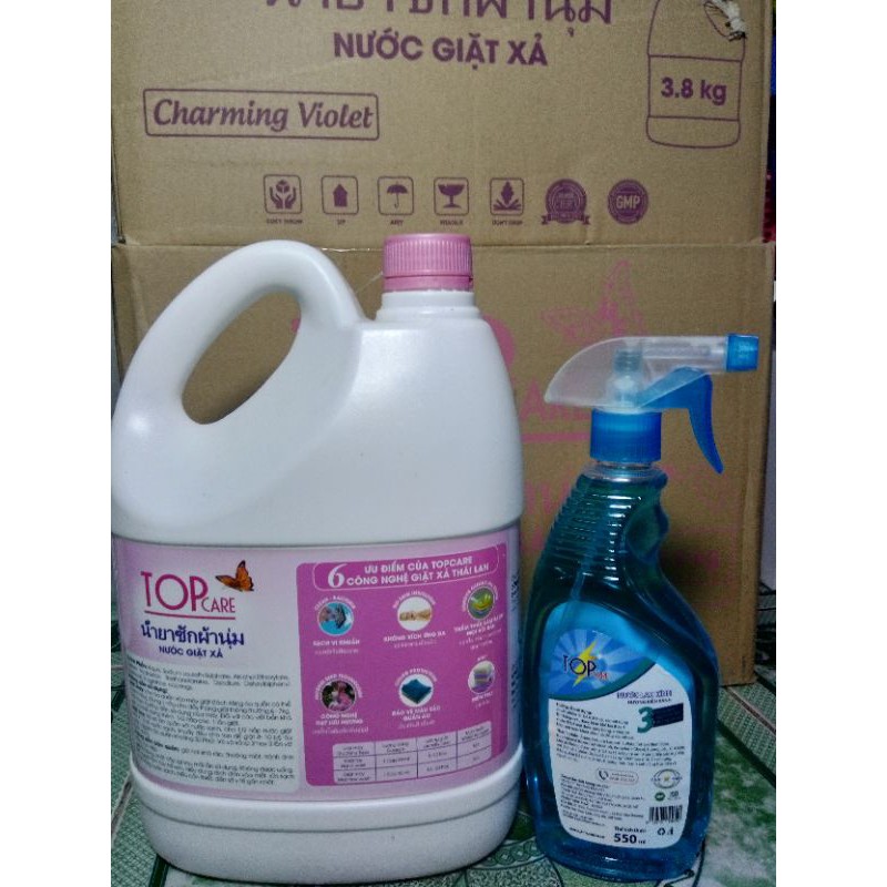 Nước giặt xả Topcare 3.7L⚡tặng kèm nước lau kính 550ml⚡hàng nhập nguyên liệu Thái Lan