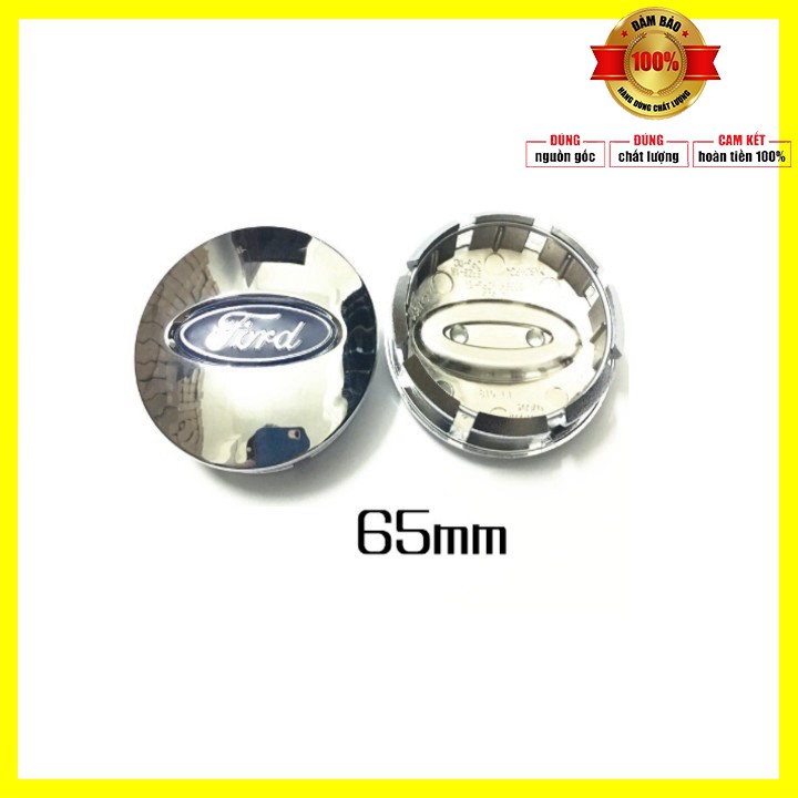 01 chiếc Logo chụp mâm bánh xe ô tô Ford đường kính 65mm FORD-65, Nhựa ABS