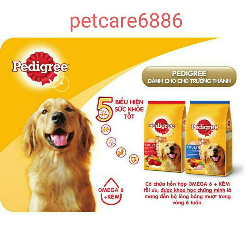 Thức ăn chó Pedigree vị thịt bò & rau củ túi 1.5kg