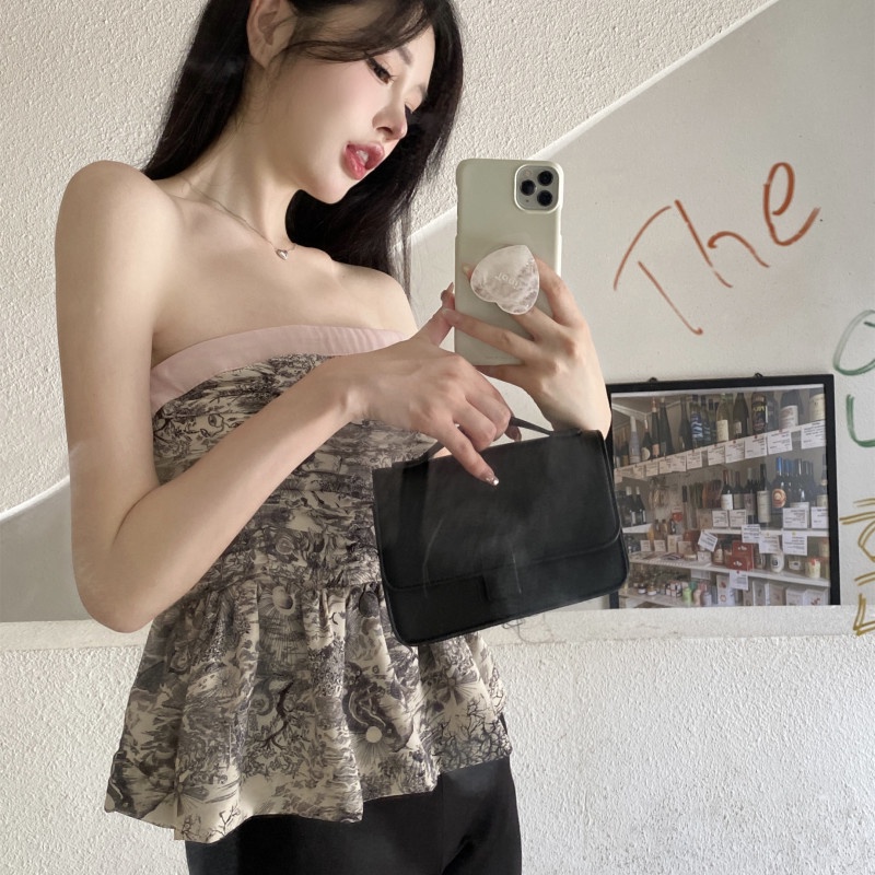 Áo Ống Không Tay In Họa Tiết Phong Cách Retro Dành Cho Nữ