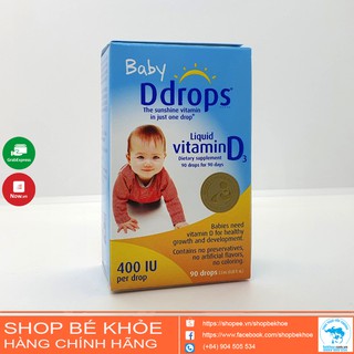 Vitamin D3 Drops - Baby DDrops bổ xung vitamin D cho bé 60 giọt và 90 giọt