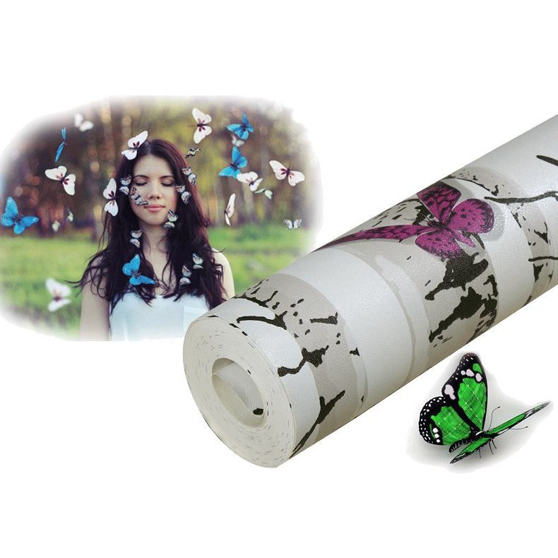 1m Giấy dán tường sẵn keo khổ 45cm  Đàn bướm 5253 cực tốt