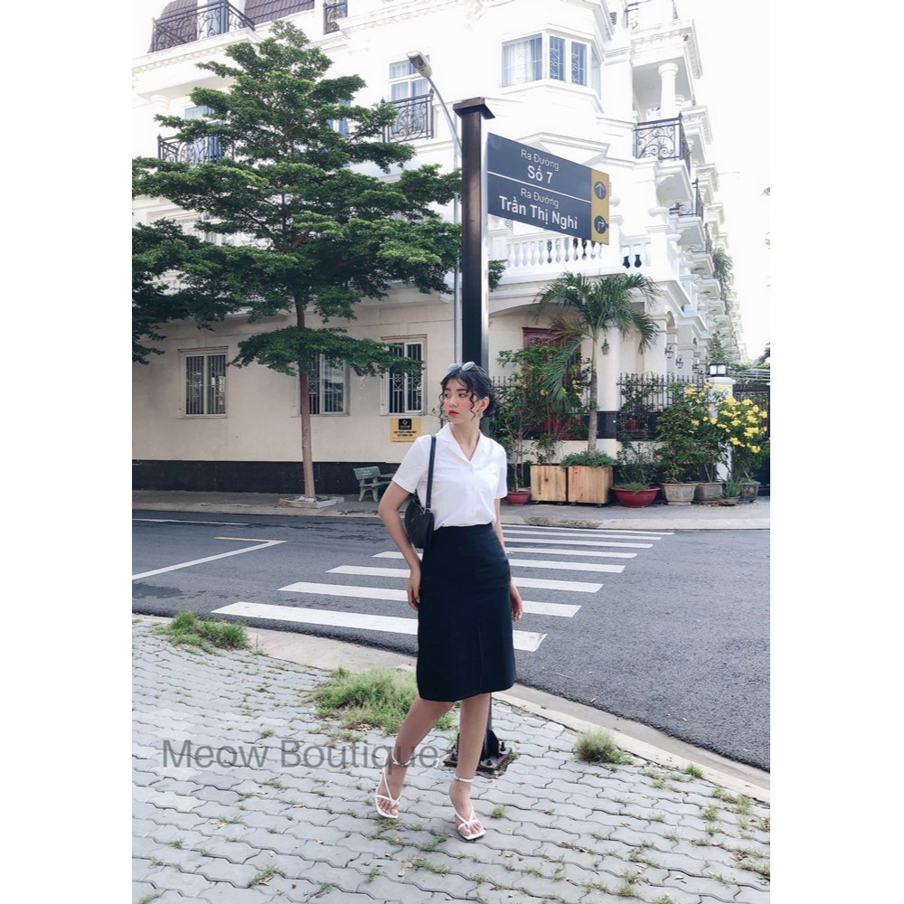 [Hình thật tự chụp] Chân Váy công sở chữ A midi ngang gối Meow Boutique | BigBuy360 - bigbuy360.vn