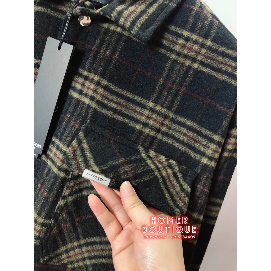 Áo sơ mi oversize khoác chất dạ dày dặn kẻ caro phong cách Âu Mỹ  Represent Tartan Wool Overshirt