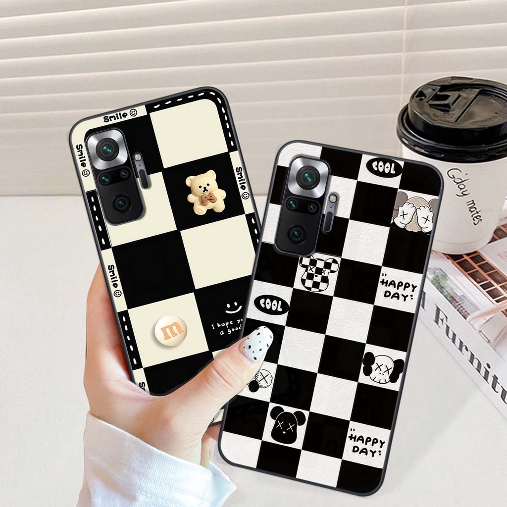 Ốp Xiaomi Redmi Note 10 / Note 10 Pro gấu Bear rick caro vuông thời trang siêu đẹp
