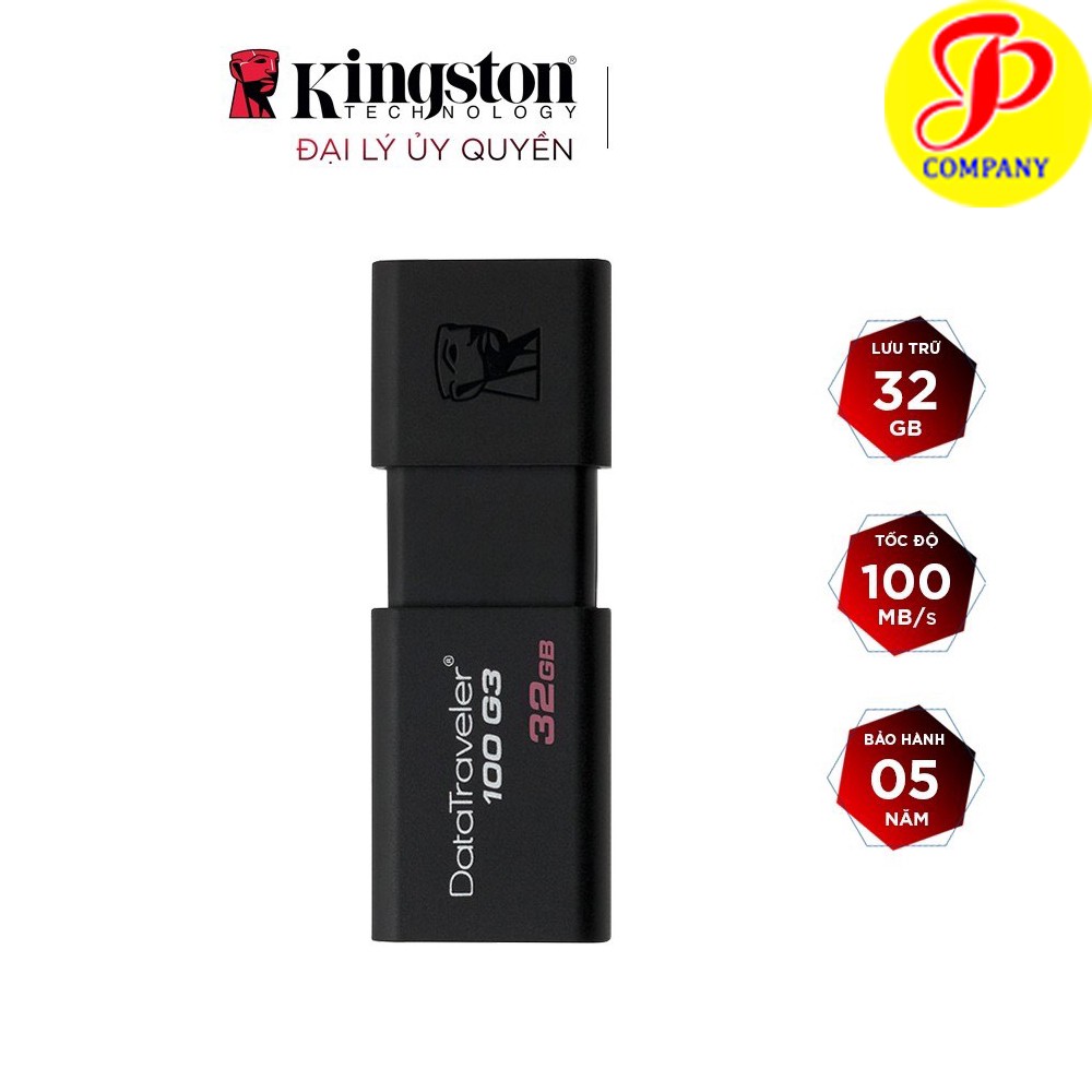 [Mã ELFLASH5 giảm 20K đơn 50K] USB 3.0 Kingston DT100G3 32GB Tốc độ upto 100MB/s - Hãng chính hãng FPT