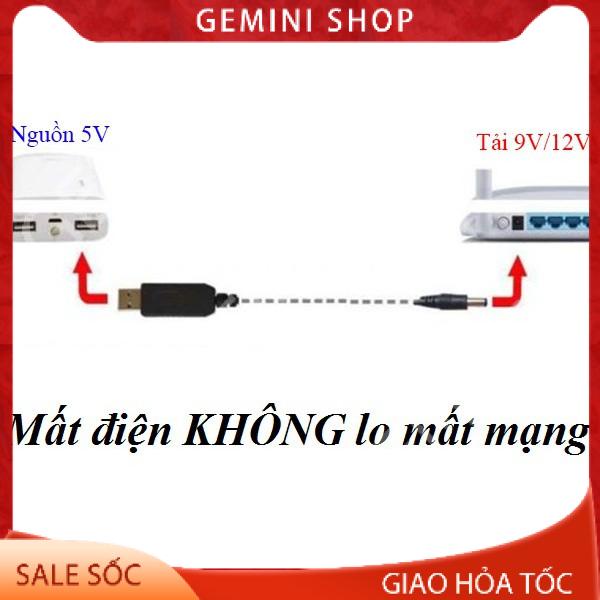 Cáp chuyển đổi điện áp từ cổng USB 5V sang 9V/12V