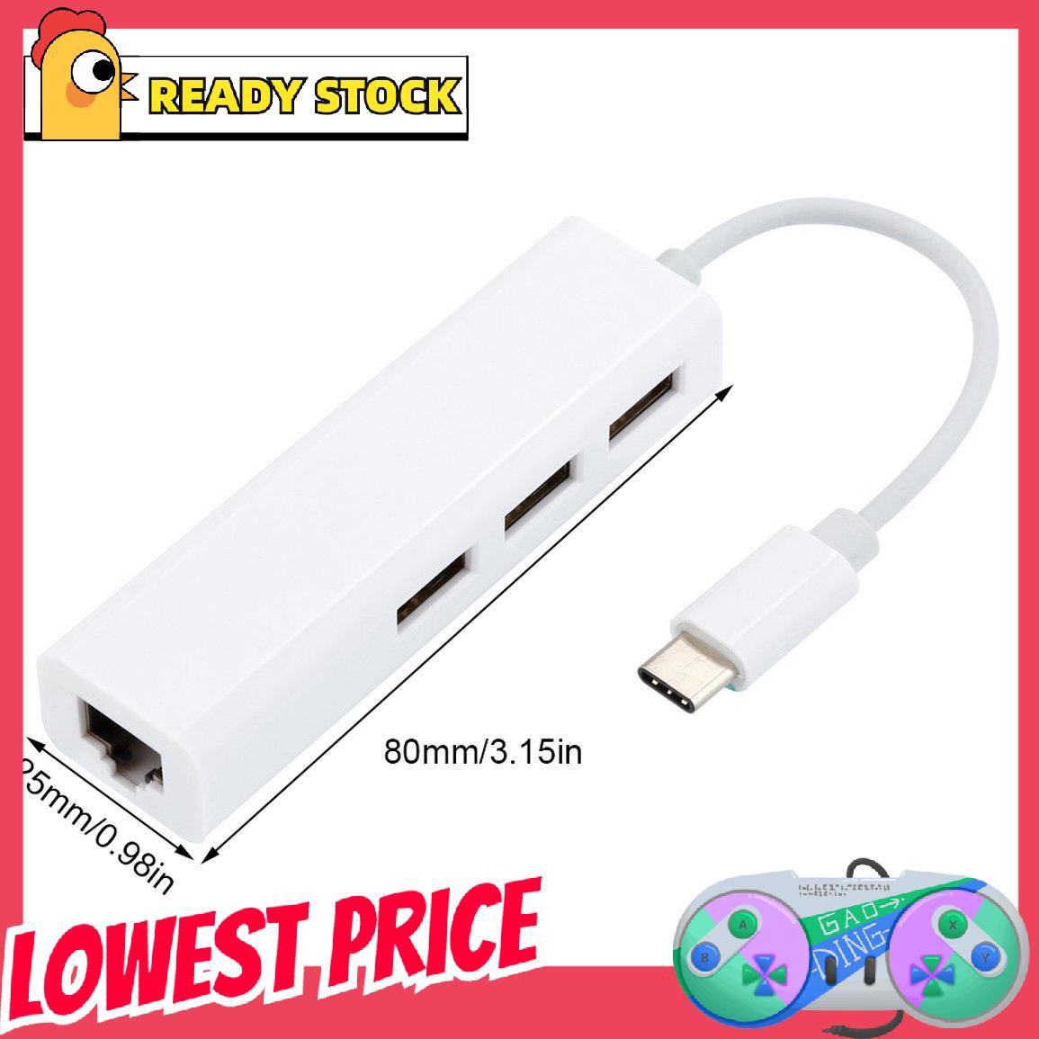 Cáp Chuyển Đổi Usb-C Usb 3.1 Type C Sang Usb Rj45 Ethernet Lan Cho Macbook Pc