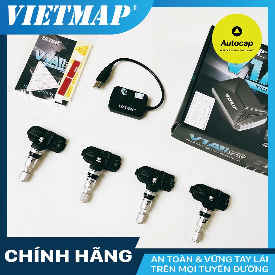 Cảm biến áp suất lốp VietMap V1Ai gắn trong tích hợp màn hình DVD Android