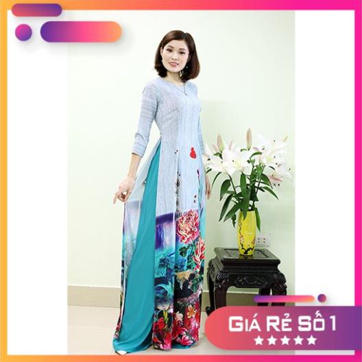 Bộ Áo Dài 3D May Sẵn 💖 FREESHIP 💖 Hoa Cúc, Lụa Nhật Cao Cấp Lên Phom Dáng Chuẩn Cực Đáng Yêu Hè 2020